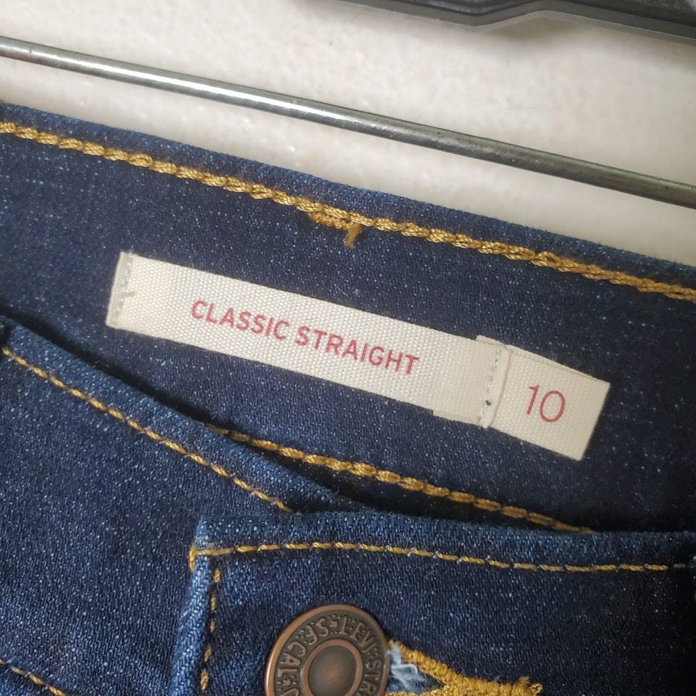 Levi's Classic Straight Leg Jeans Womens 10 Dark Wash Mid Rise Stellar Stretch‎ - Picture 11 of 13